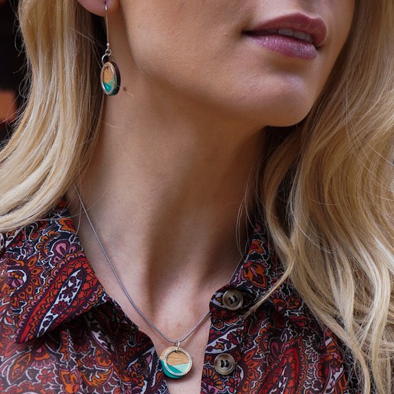 Conture Recycled Wood Silver Necklace (6 Colours available)