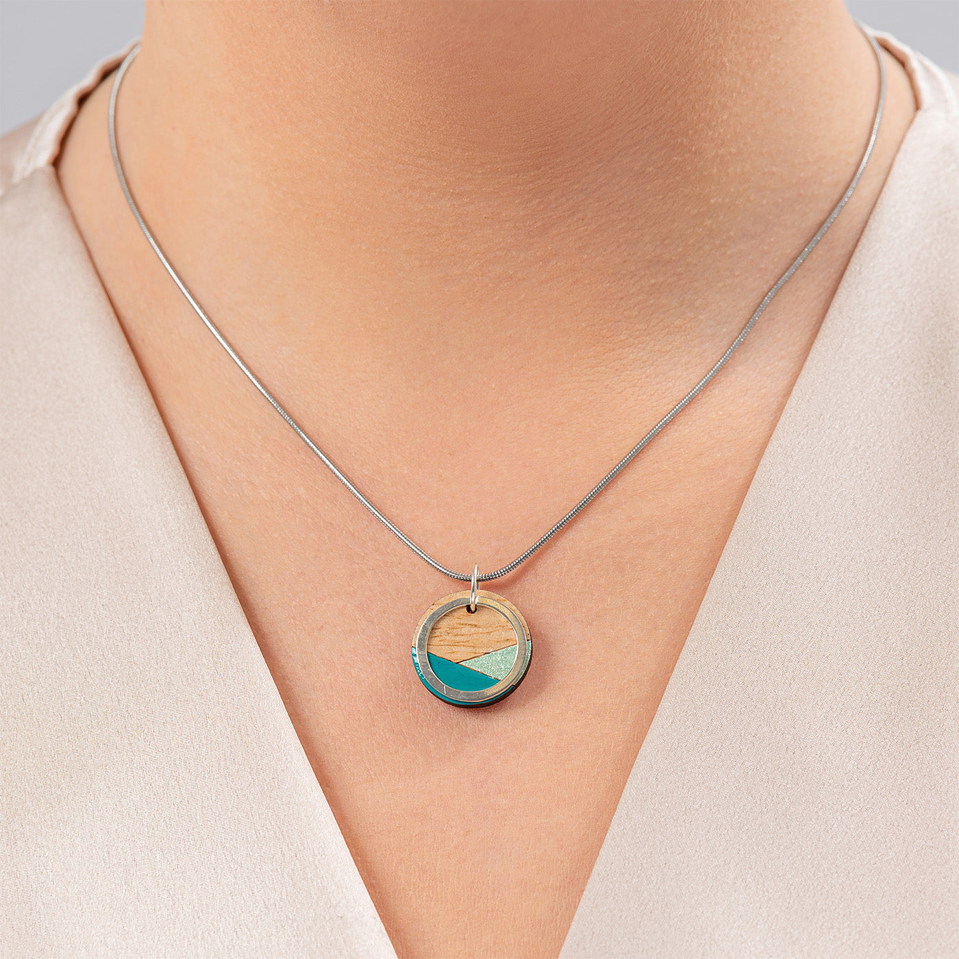 Conture Recycled Wood Silver Necklace (6 Colours available)